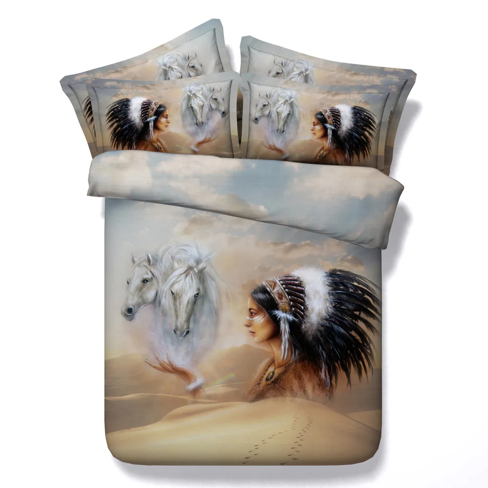 Pretty Princess And Spirit Horses 3d Bed Set Buy Horse Bedding