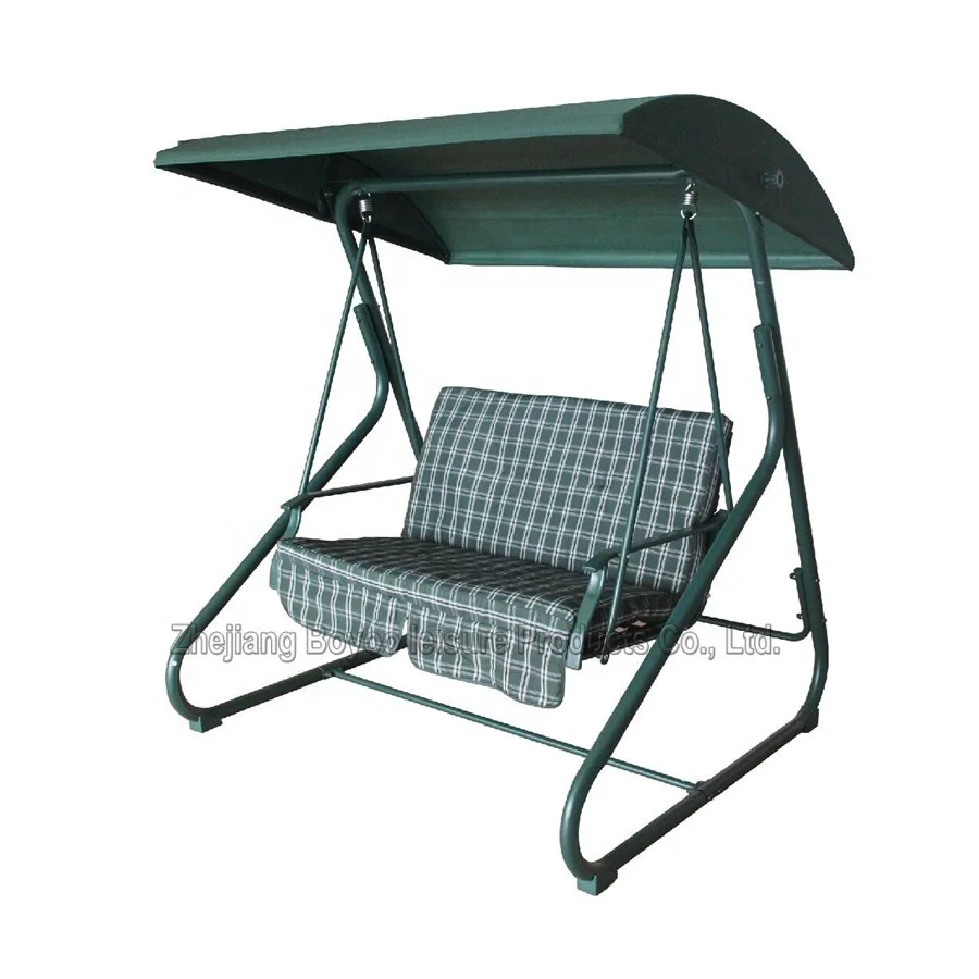 2 Seater Steel Frame Patio Swing Chair With Cushions And Canopy 2 Seater Steel Frame Patio Swing Chair