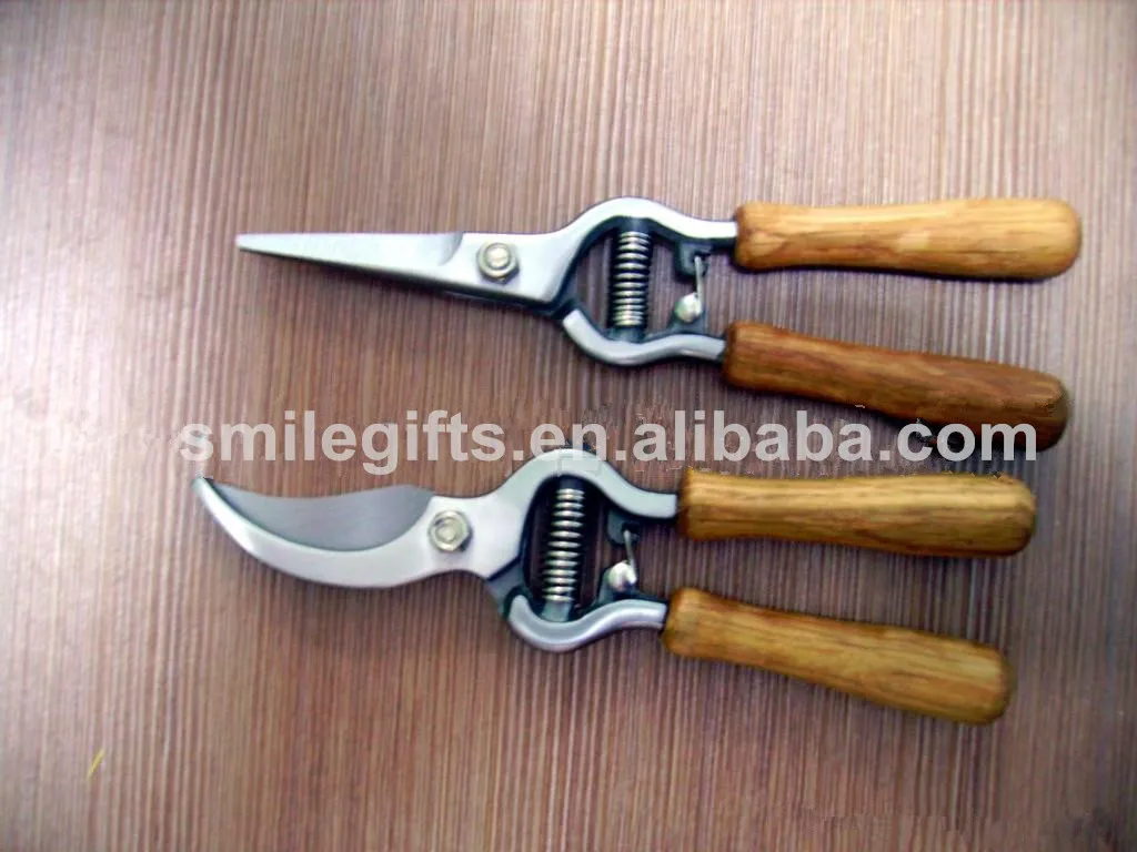 8 Inch Rosewood Wooden Handle Garden Scissors Bypass Pruning Shear