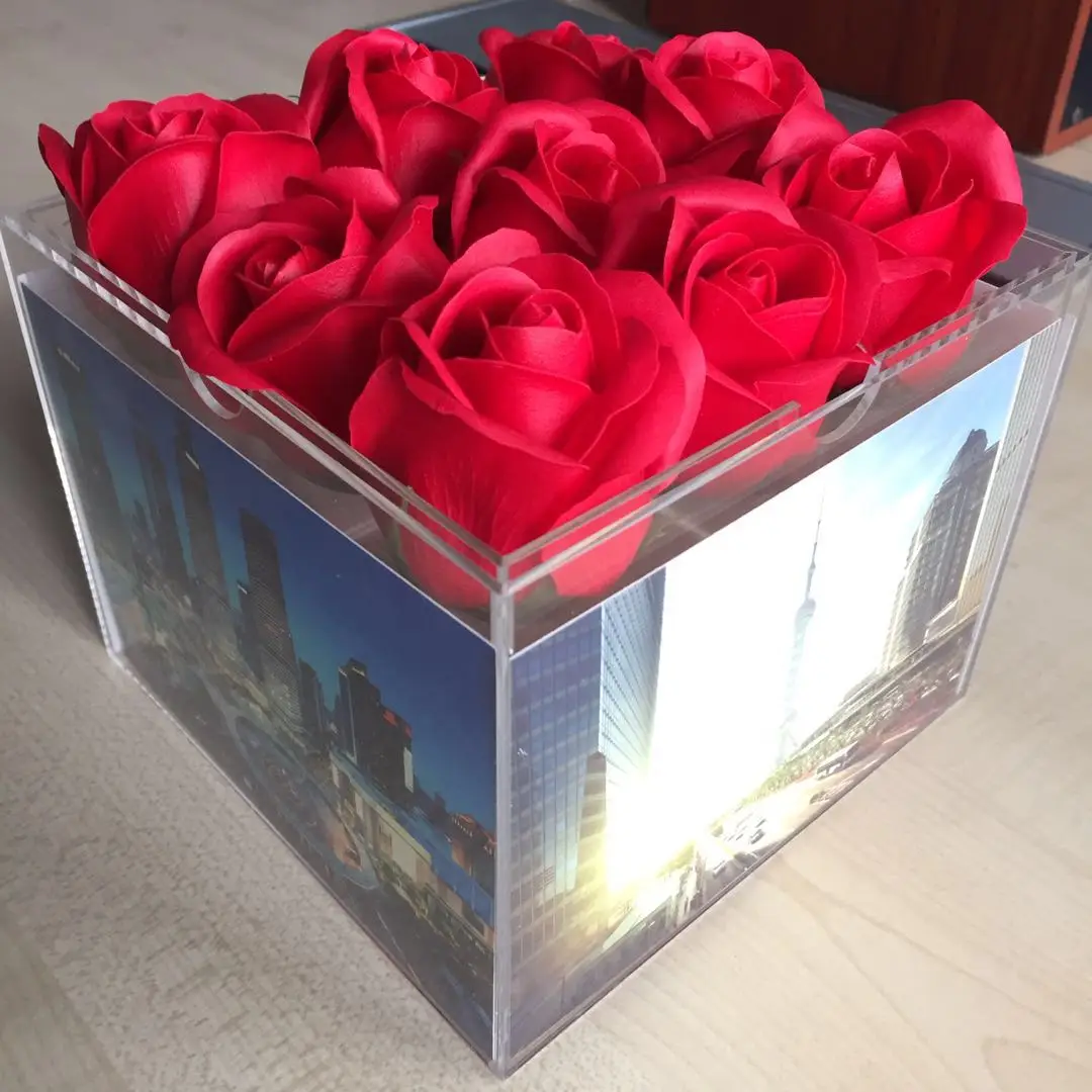Acrylic Flower Box For Valentine's Day Gift 1,9,16 Holes
