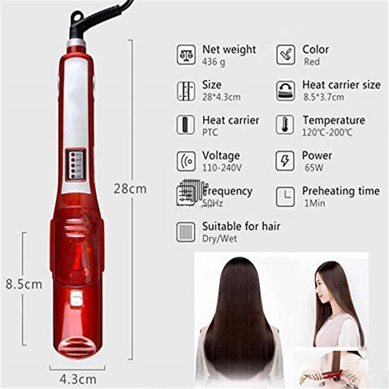 

Factory price Steam Hair straightener Keratin pro-tech hair flat iron Anti-scald steam spray flat iron hair straightener