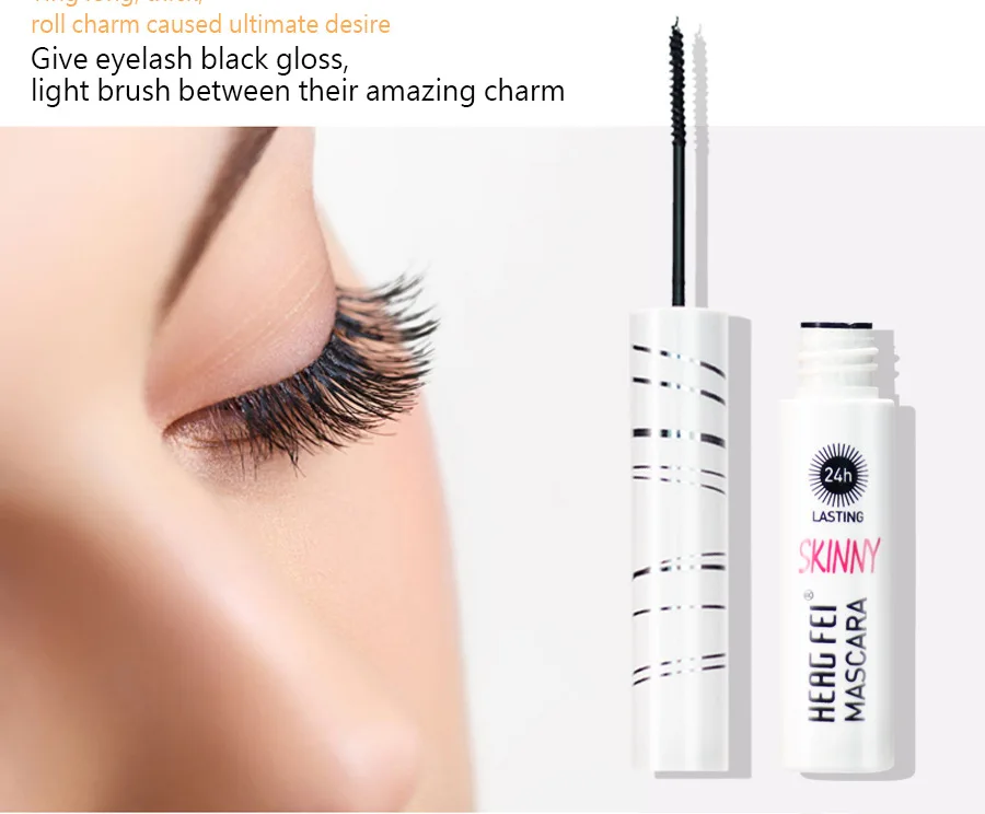 HengFei ultra fine lower eyelash mascara 24h lasting skinny microcara waterproof curl quick-dry black down eyelash eye black