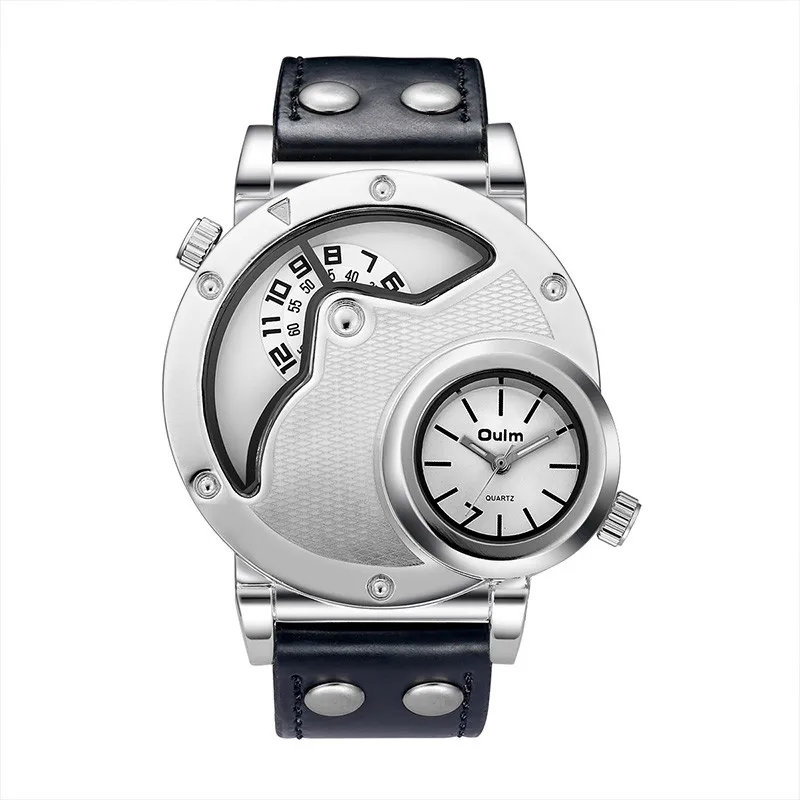 

Oulm Watches Unique Design Multiple Time Zone Leather Strap Male Quart Wristwatch Oulm 9591 Fashion Men Watches reloj hombre