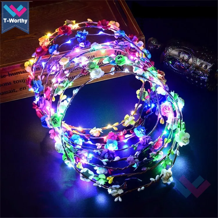 T-worthy Novelty Wedding Decorations Led Flower Crown Headband Chinese Supplies Flower Crown Headband For Party