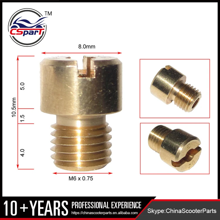 10.5mm Length 8mm Head M6*0.75 Thread Main Jet For Mikuni Keihin