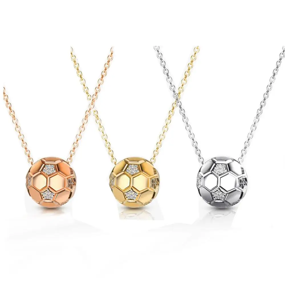 

Sporty necklace football Pendant With Chain zircon Soccer Necklace Gold Color Women sport ball Jewelry