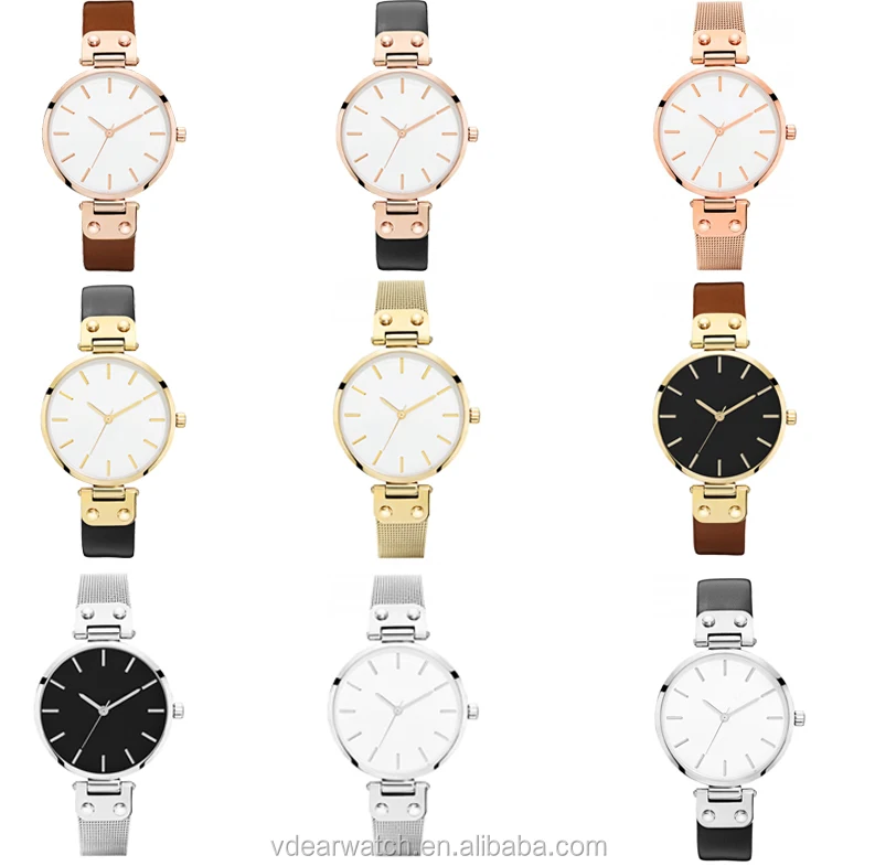 Tiny small wrist ladies thin leather watch straps 34mm custom watch manufacturer