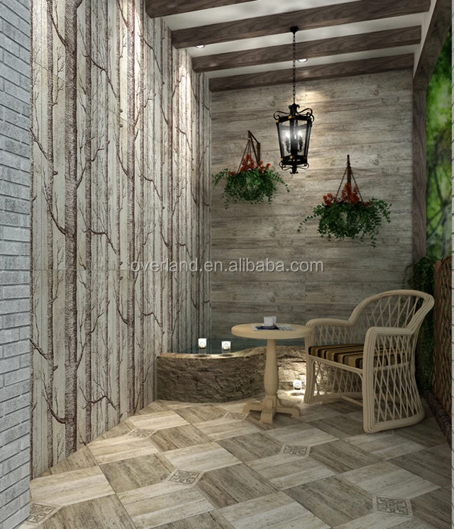 Wood style wood vein imitate faux teak wood tiles