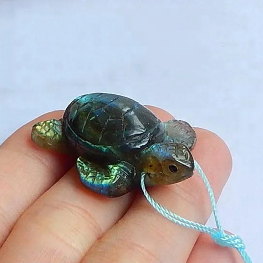 

Brilliant Carved Little Tortoises Gemstone Pendant Blue Labradorite High Quality 34x26x12mm,9.6g