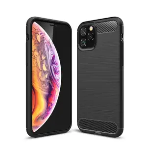 Luxury Carbon Fiber Phone Case for iPhone 11 Pro Max 2019 Brushed TPU Case