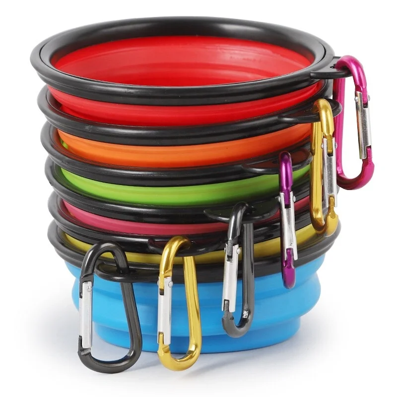 

Portable pet bowl silicone pet bowl folding pet bowl, Pink;red;blue;yellow;green;orange