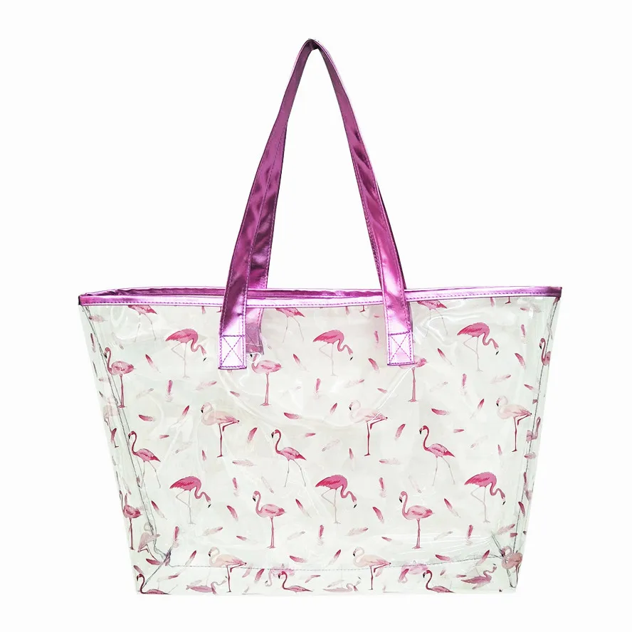 

Fashion print design waterproof clear transparent tote pvc beach bag