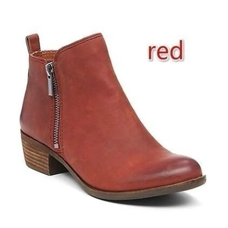 

Wholesale Hot Sale Womens Vintage Zip Chunky Short Boots, As picture, customied
