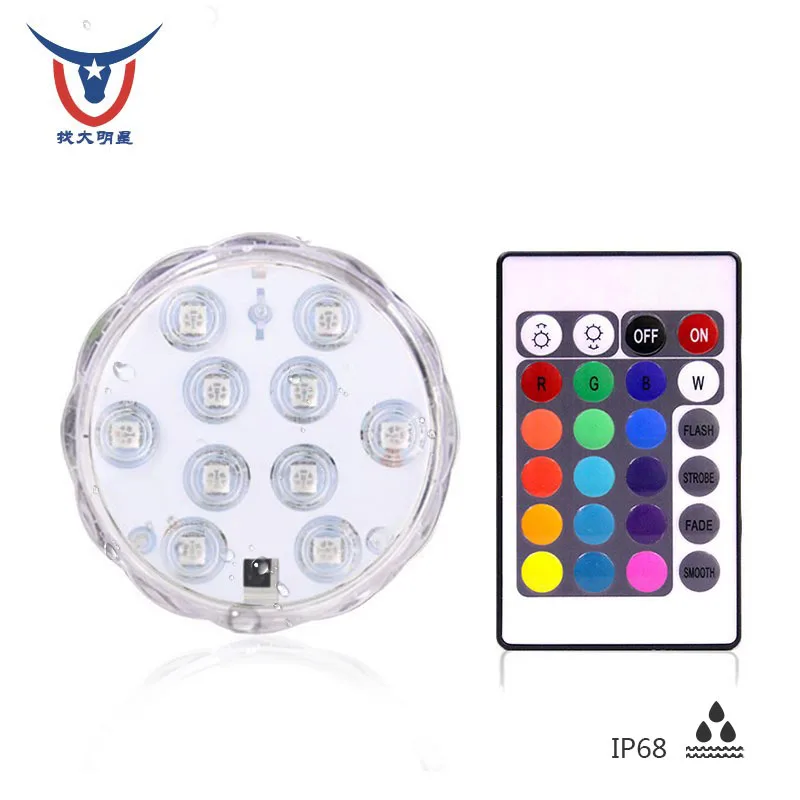 Submersible LED Lights Waterproof Underwater Remote Control Battery Operated Wireless Multicolor Submersible Led Lights