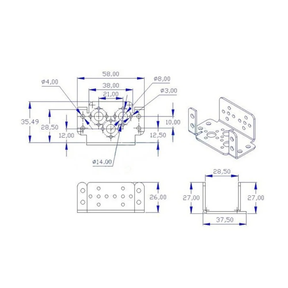 HOT RACING Aluminum Servo Bracket Brace Mini-T-B 2 – Black Knight RC