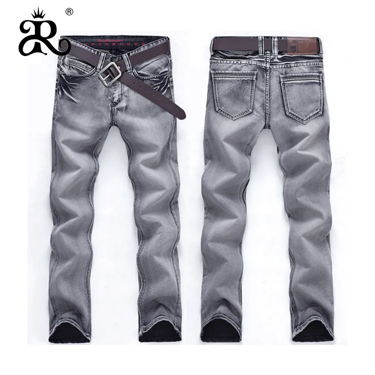 

Jeans Men Slim Summer european Brands Mens Casual Gray Elastic Thin Skinny Korean Pants, Grey