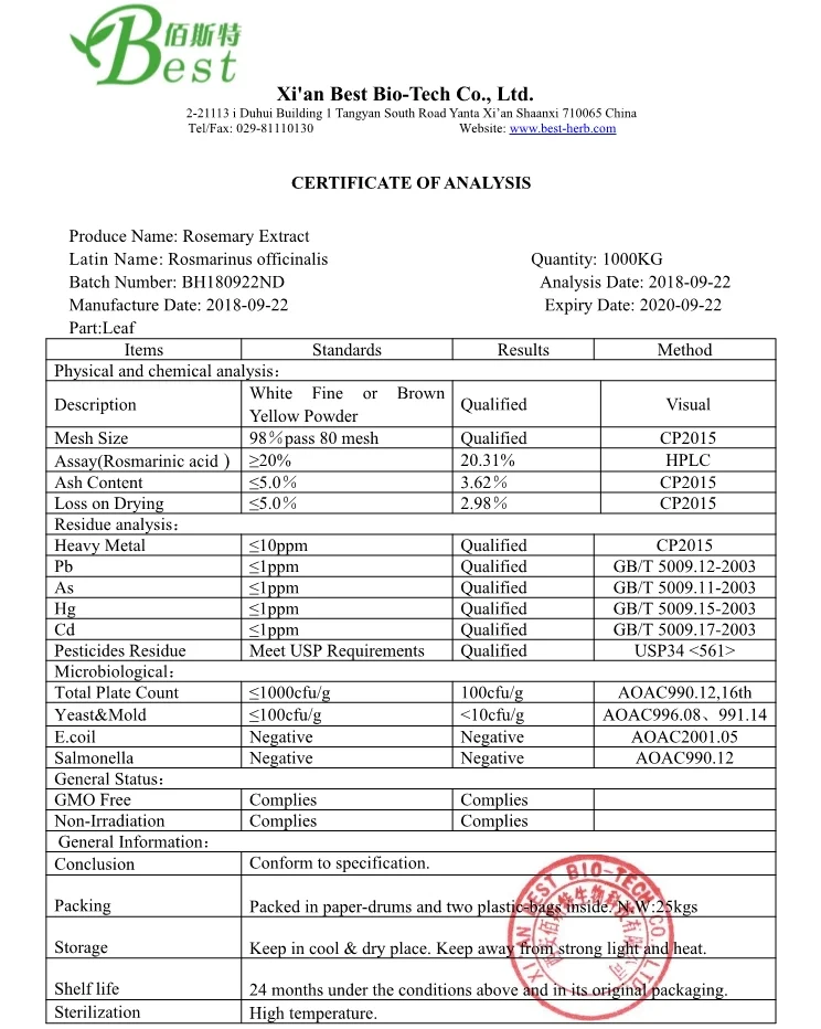 Low Price Rosemary Leaf Plant Extract Rosmarinic Acid 20 Buy