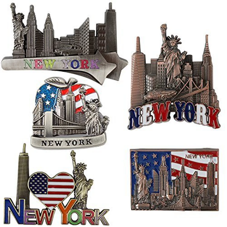 
Popular building metal 3D customized souvenir tourist new york fridge magnet 