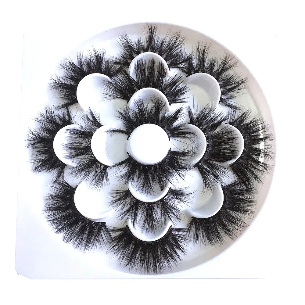 

wholesale Private label fake 3d strip mink flower eyelashes vendor package, Black