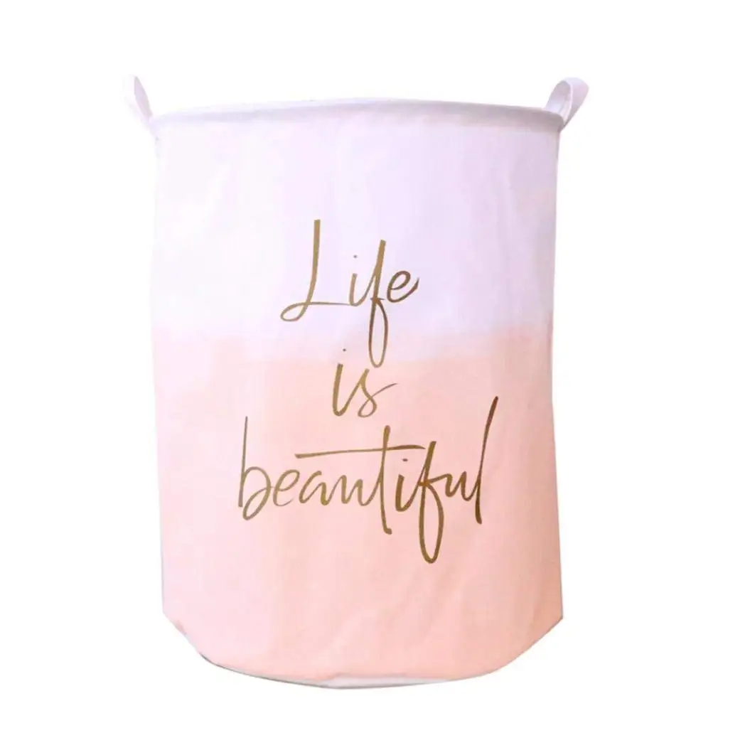 Hechun Dirty Clothes Basket Color Gradient Waterproof Canvas Sheets Laundry Basket Folding Box Home Storage (B)