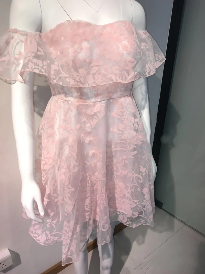 2019 hot women evening dress half sleeve strapless cocktail dresses knee length lace sexy bridesmaid dress