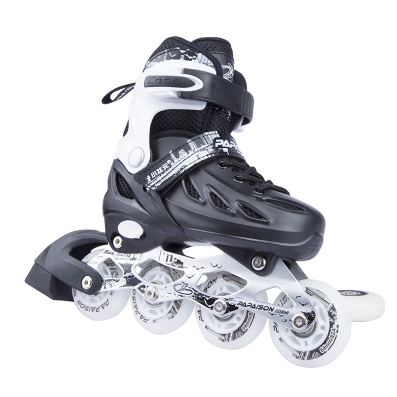 

PAPAISON adults children cheap price high quality roller skates flashing 4 wheels inline, White/ black