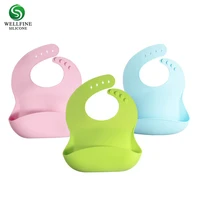 

BPA Free Waterproof Silicone Baby Bib With with Food Catcher Baby Silicone Bibs Wholesale