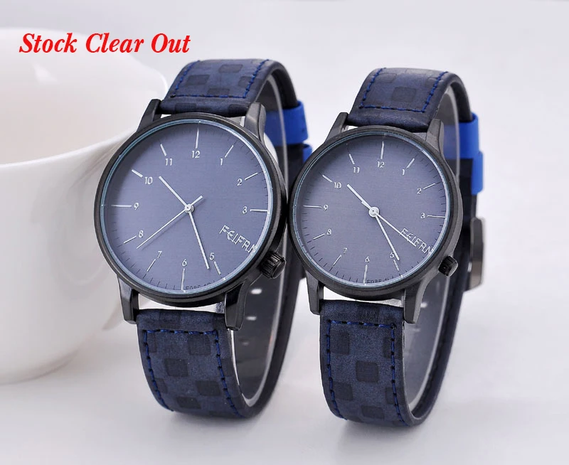 

FEIFAN COUPLE WATCH Whate Resistant Japan Movement Quartz Watch, Blue brown
