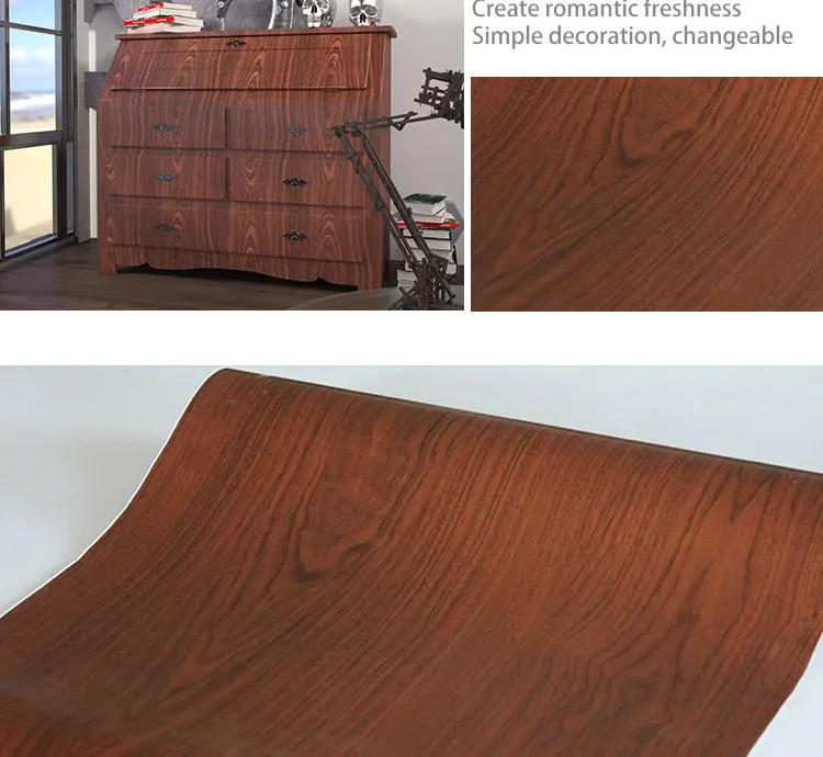 45cm Waterproof Wood Grain Vinyl Decorative Self Adhesive Wallpaper