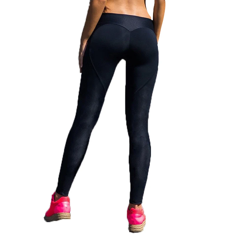 

Women Low Waist Elastic Leggings Patchwork Sexy Sports Pants, Black ,customized upon request