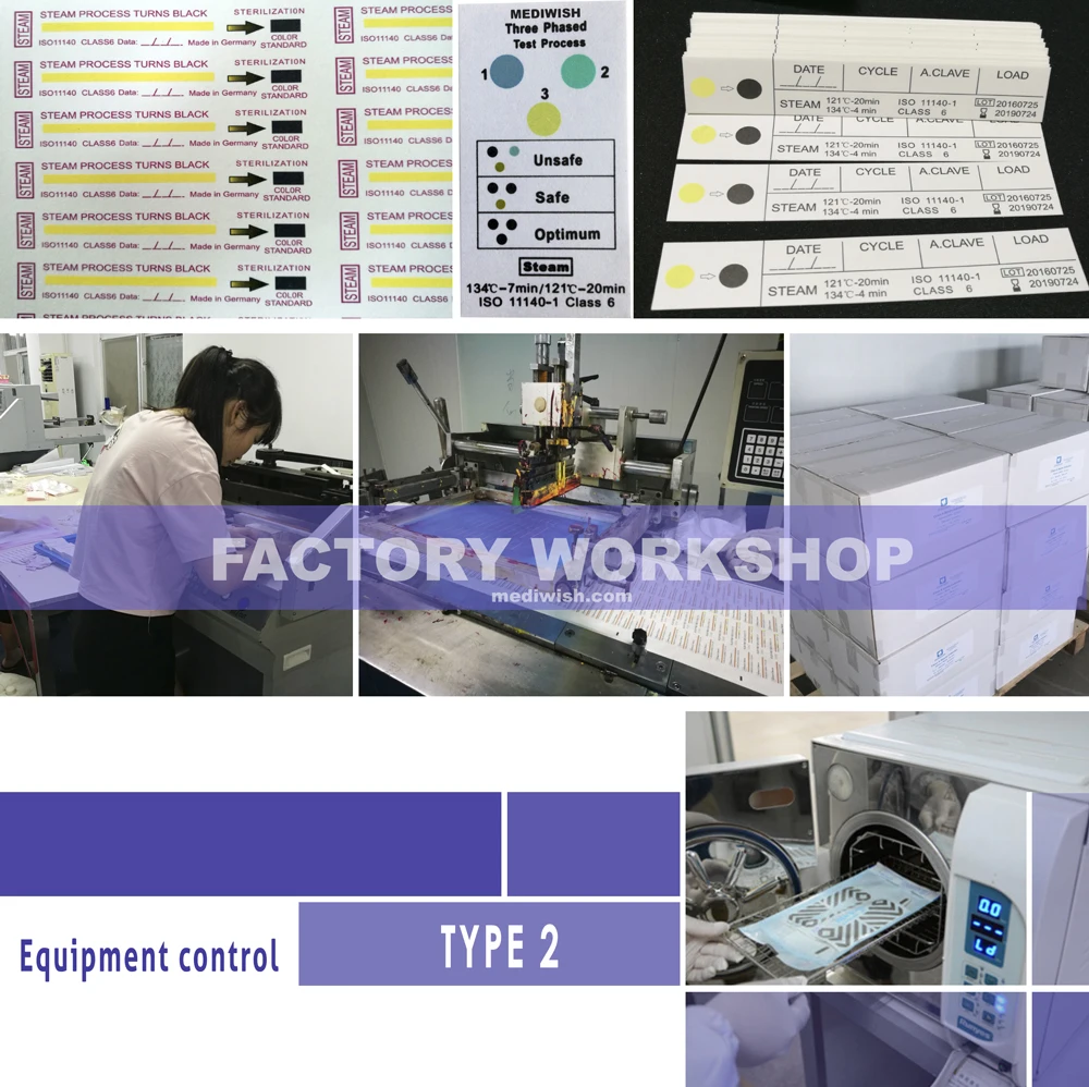 Yellow To Black CE ISO Disposable Medical Steam Sterilization Indicator Strip For Hospital
