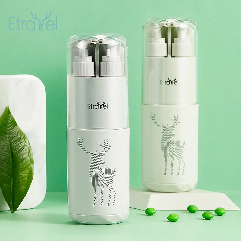 Travel kit with different toiletry items travel toothbrush holder case with travel shampoo bottle