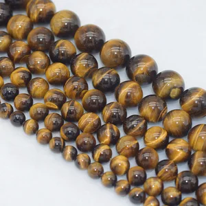 Polished A quality 8mm Loose Natural Yellow Tiger Eye Gemstone Stone Beads Strand With Factory Price