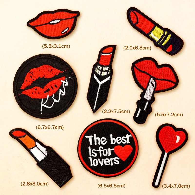 Hot Sale Lips Kiss Lipstick Ironing Badges Embroidery Patches (6).jpg