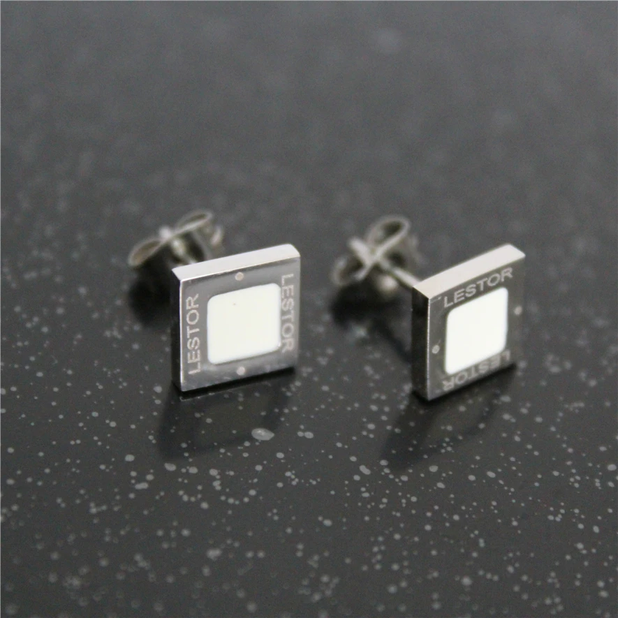 Fashion Epoxy Black Square Stud Earrings For Women Stainless Steel Jewelry Wholesale