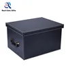 High quality creative household sundries leather&wooden handled storage box with lid