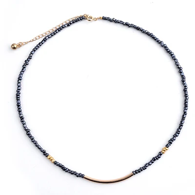 

2019 New Product Cheap Price Hot Sell Crystal Seed Bead Gold Tube Bar Charm Choker Necklace Women Necklace Jewelry for Party, Picture