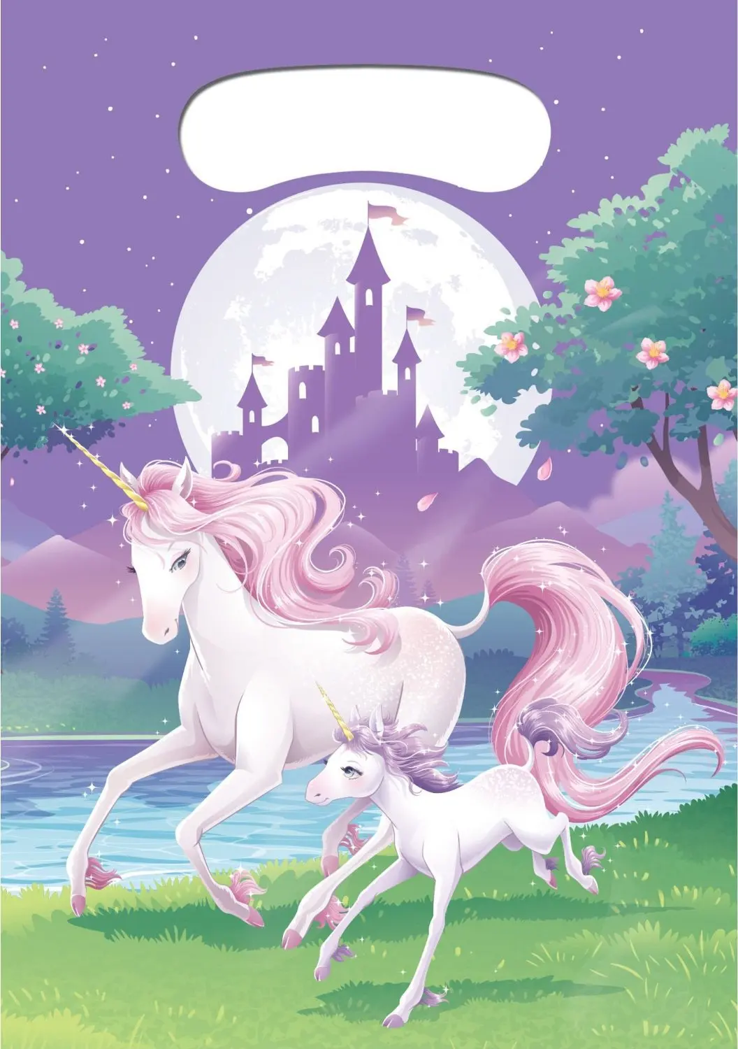Package Quantity:1 Unicorn fantasy party treat bags. 