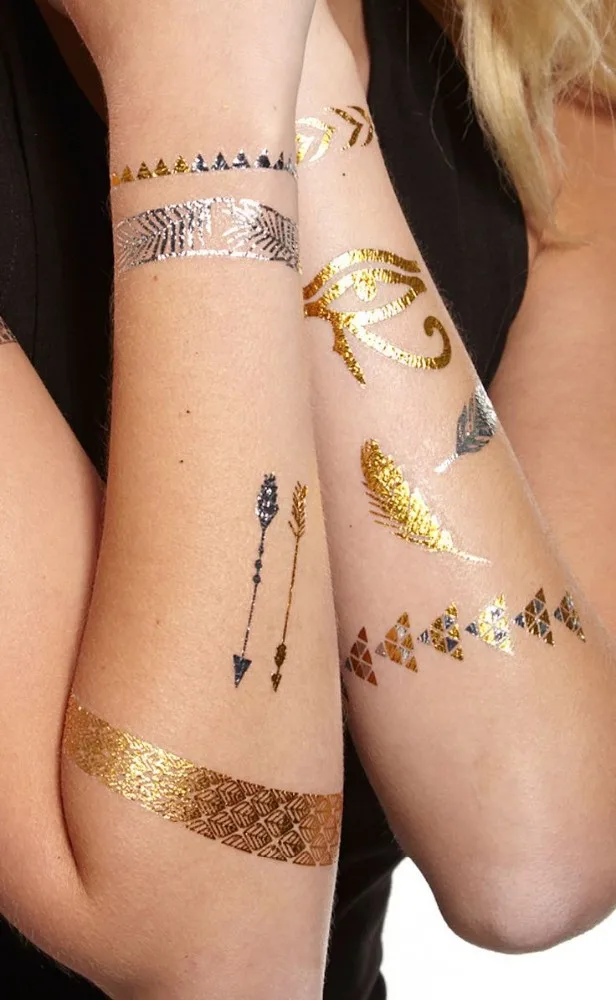 Flash tatouage or, tatouage temporaire, bijoux de corps tatouage temporaire