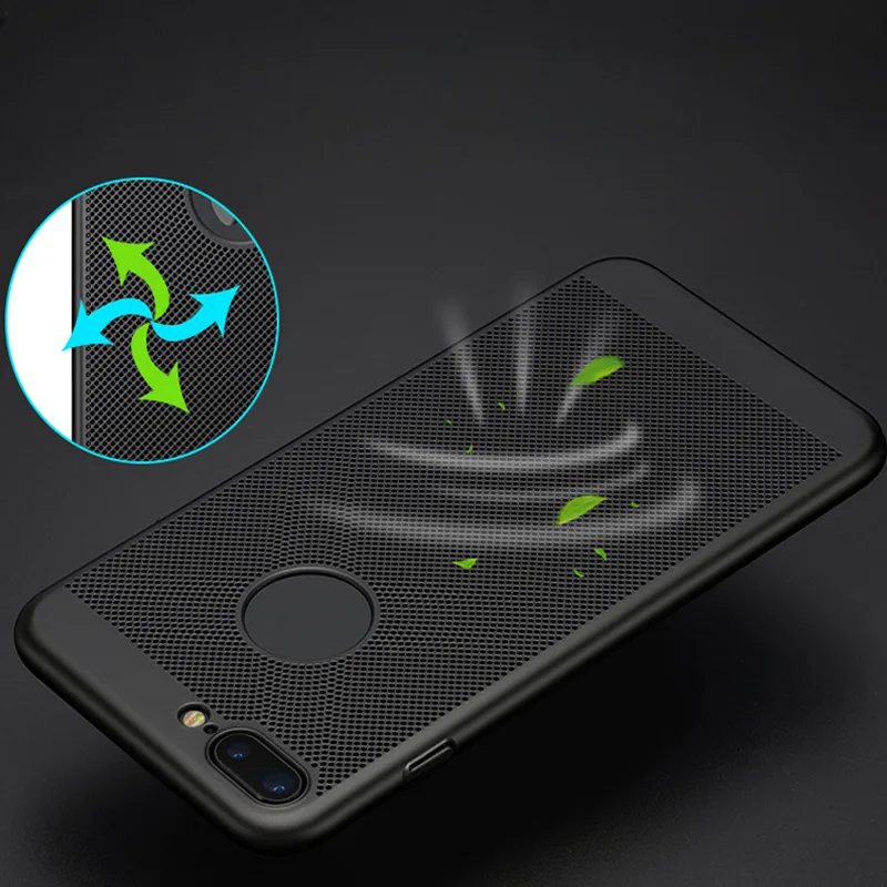 For Iphone X protective cover Heat dissipation net Mesh matte full hard PC Back shell