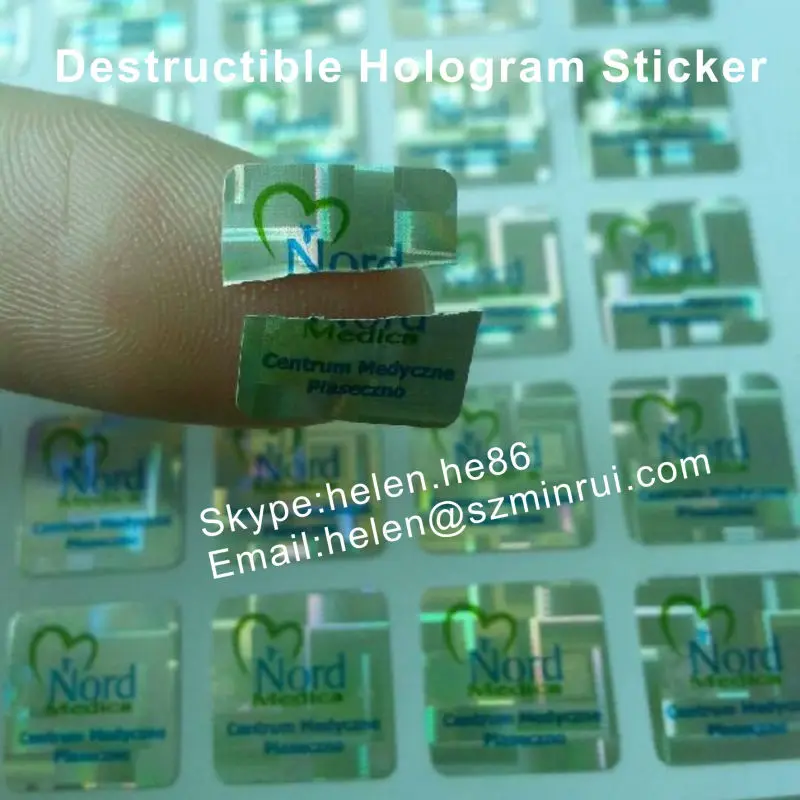 Tamper Evident Destructible Hologram Sticker,High Security 3d Holographic Destructive Vinyl With