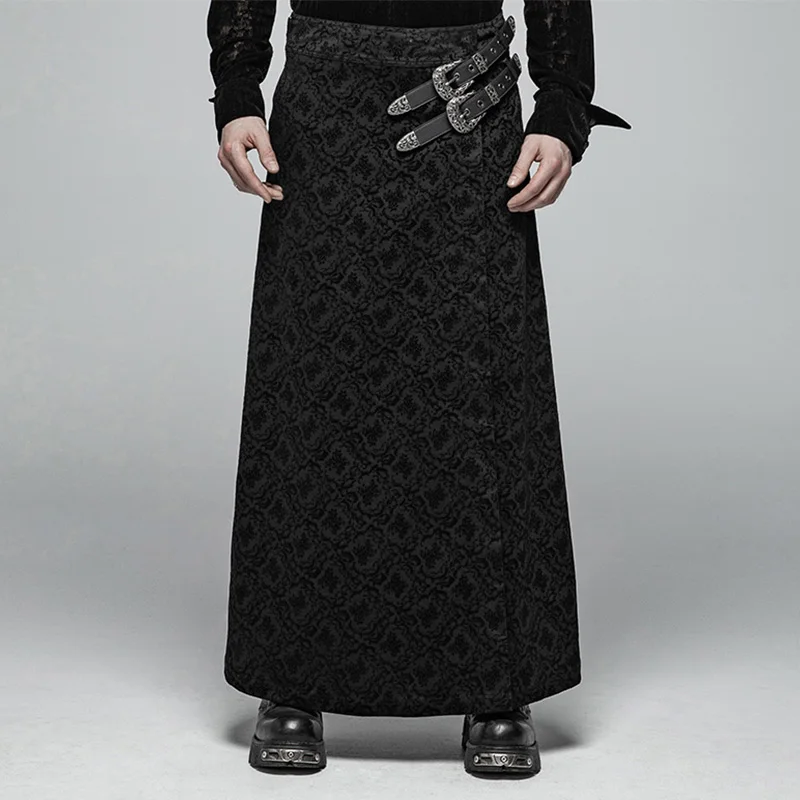 

WQ-403 PUNK RAVE 2019 fashion Gothic gorgeous Personality Long Skirts mens dress pants, Black