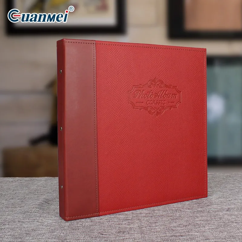 Embossed Logo Leather Cover Photo Album 12x12 Self Adhesive Scrapbook
