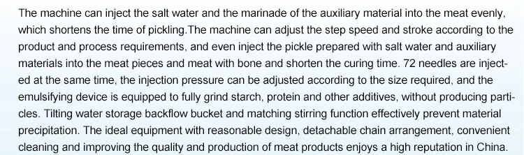 Industrial Marinade Injector Machine for Meat Processing