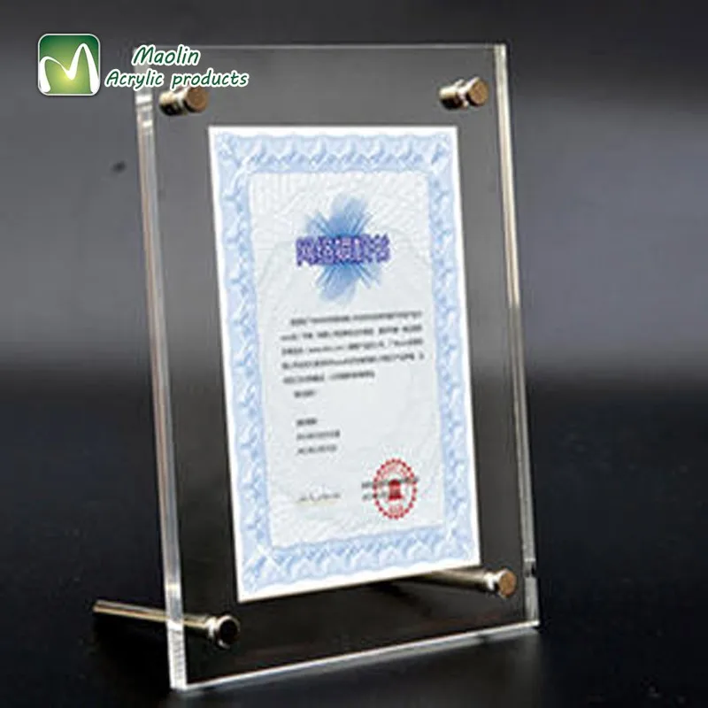 Horizontal Or Vertical Wholesale Clear Slanted Acrylic Photo Frame With Standoff Hardware Buy