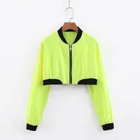 

Wholesale o neck zipper front green color trendy fitness crop tops for women