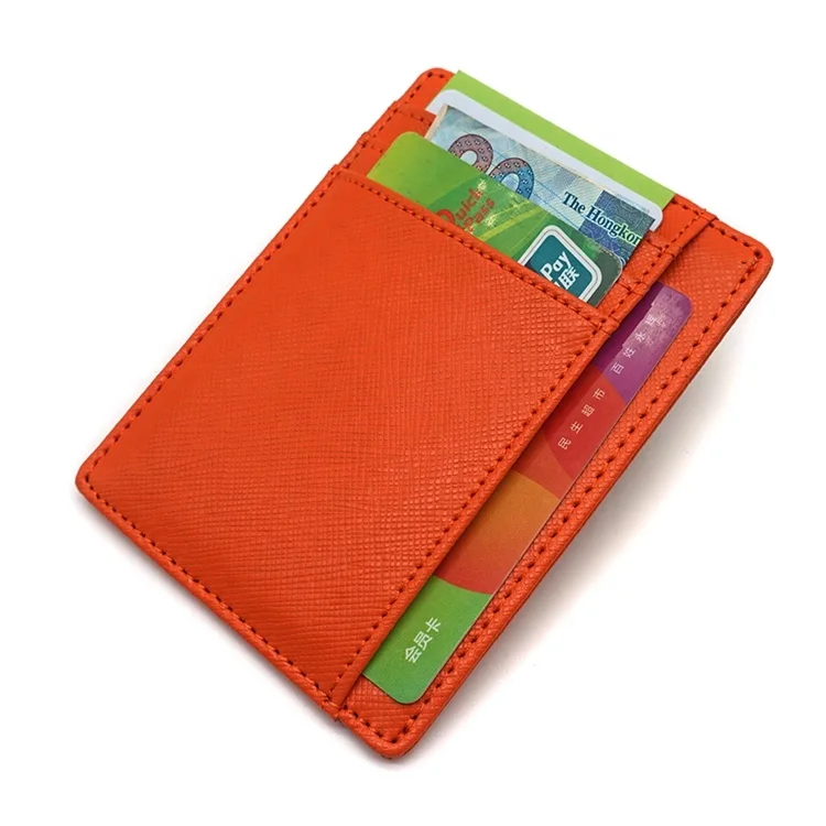 

2021 Slim Leather Credit ID Card Holder RFID Blocking Wallet for Men Women, Black, brown, orange, purple