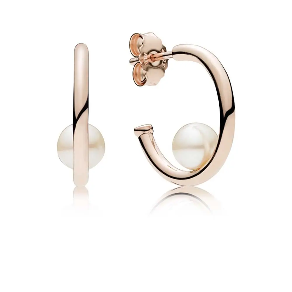 

Freshwater Pearls Rose Silver Hoop Earrings, N/a