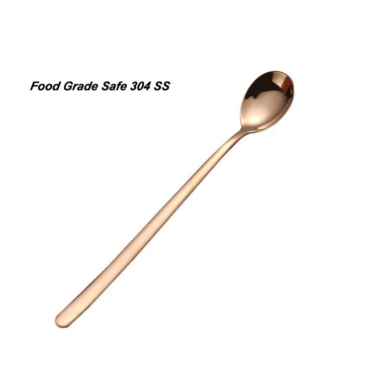 

Food grade coffee spoon custom long handle 304 stainless steel ice cream spoon
