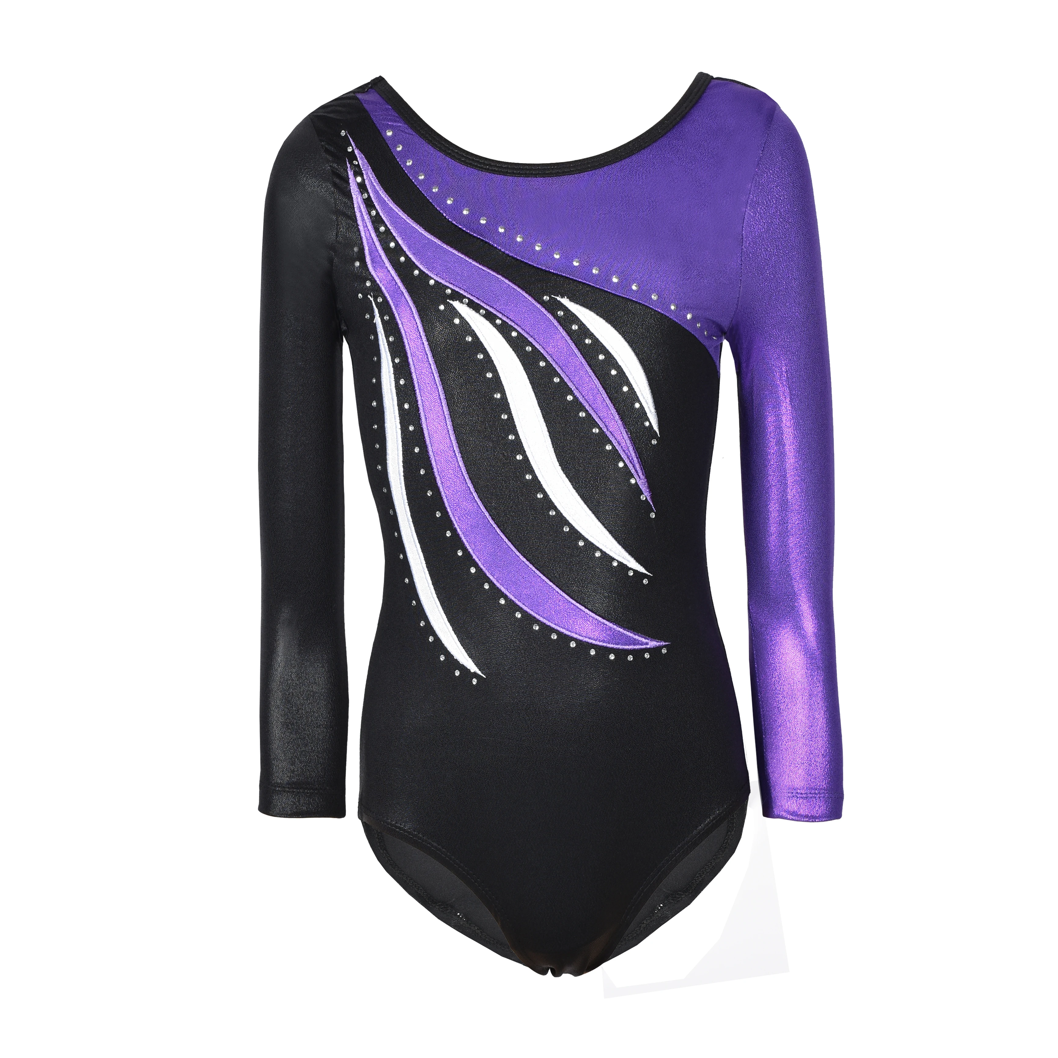 

2019 Team Dance Kids Rhythmic Gym Leotards Girls Long Sleeve Gymnastics Leotards, Purple, green , blue